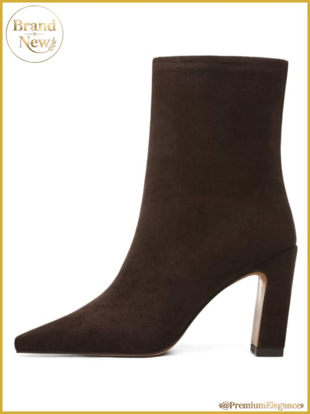 Women's Square Toe Chunky Block Heel Ankle Boots Faux Leather Zip Booties